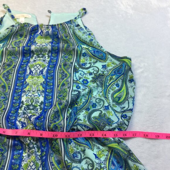 London Times Blouson Dress Size 12 Womans Blue Paisley Halter Neck Sleeveless - Picture 12 of 13